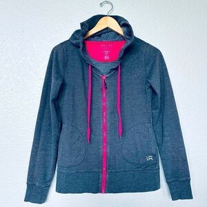 Kenneth Cole Gray Hot Pink Zip Hoodie Jacket S